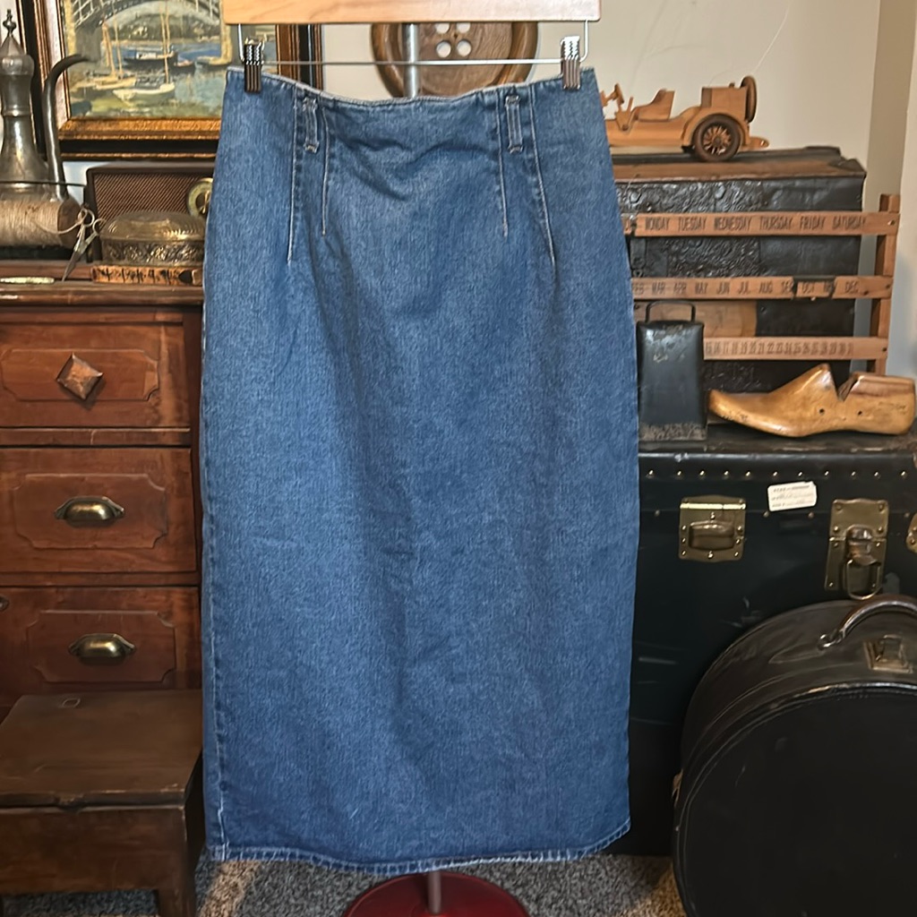 Vintage St John’s Bay Denim Western Pleated Midi Skirt